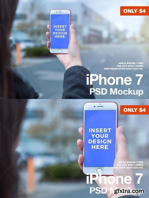 CM - iPhone 7 RED PSD Mockup 1419608