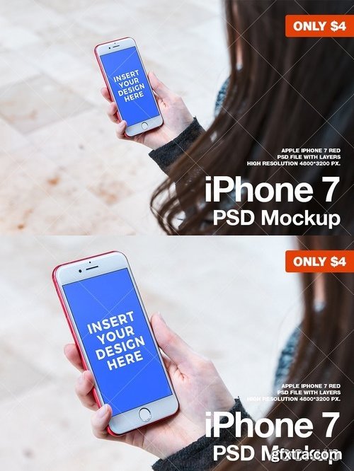 CM - iPhone 7 RED PSD Mockup 1419645