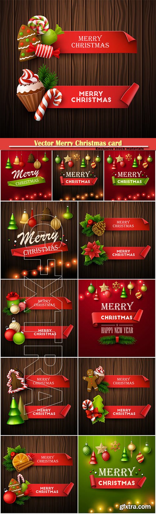 Vector Merry Christmas card and holiday banner