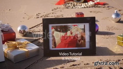 Videohive - Christmas Photo Frame On Thee Beach - 20891537