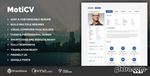 ThemeForest - Moticv v1.0.1 - vCard & Resume Builder WordPress Theme 19261902