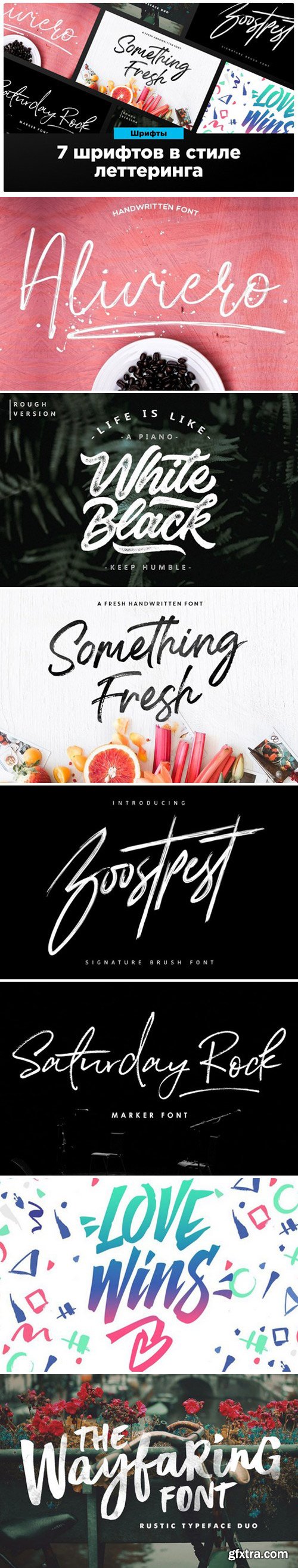 7 fonts in the style of lettering