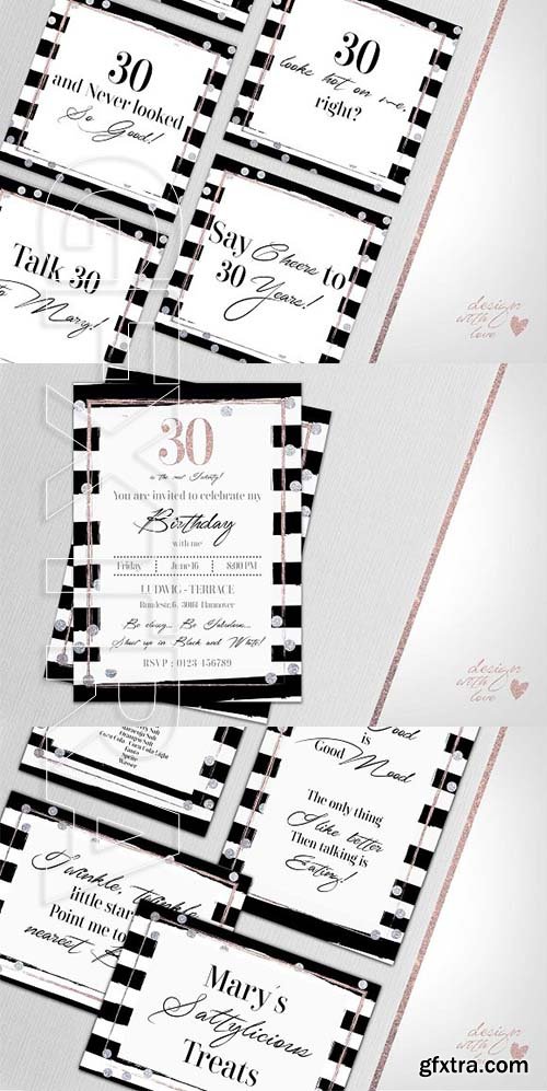 CreativeMarket - Birthday Invitation Set 30 Years 2035740