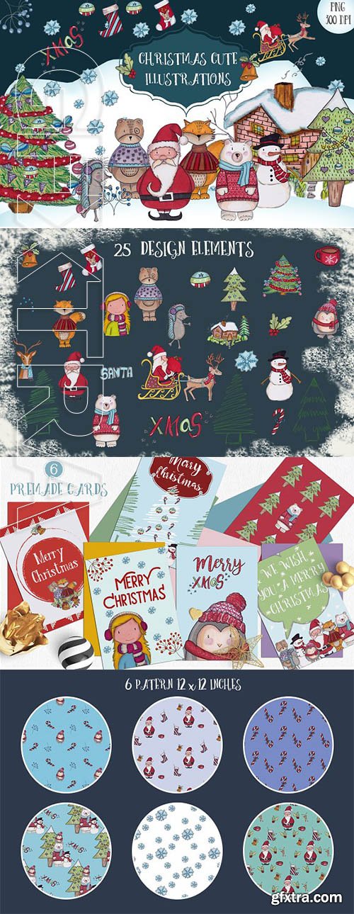 CreativeMarket - Merry Christmas illustrations set 2035211