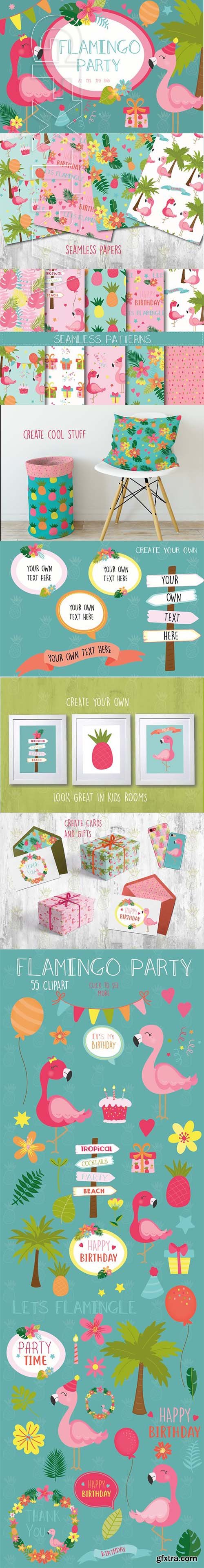 CreativeMarket - Flamingo party 2034733