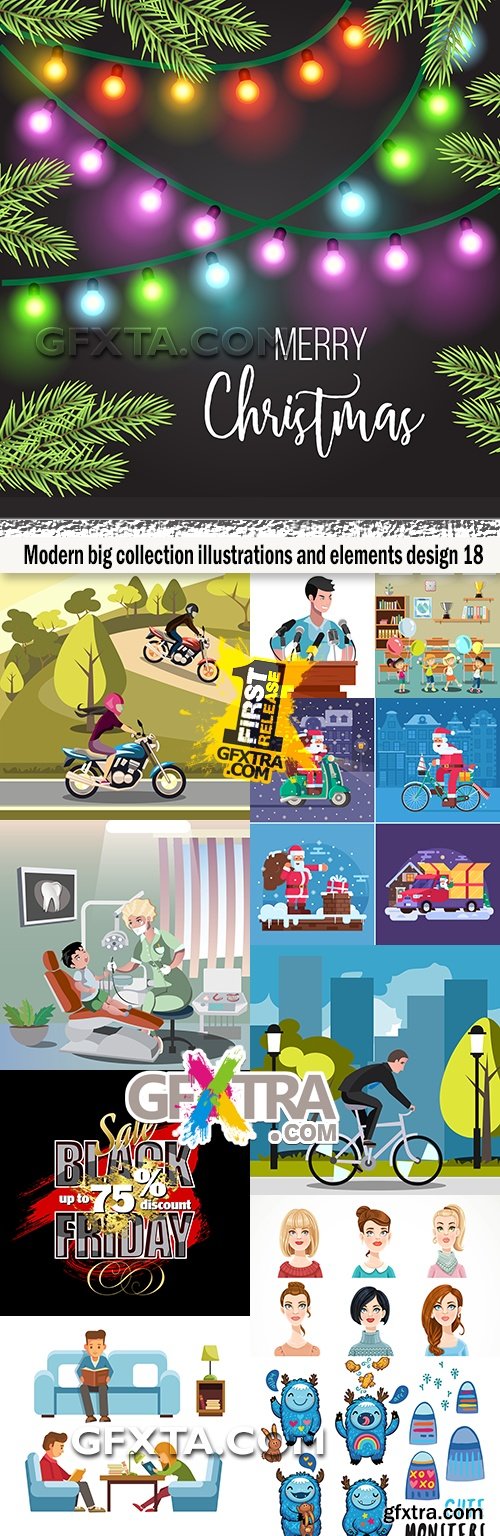 Modern big collection illustrations and elements design 18