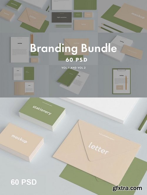 CM - 60psd Branding Mockup Bundle 1284743