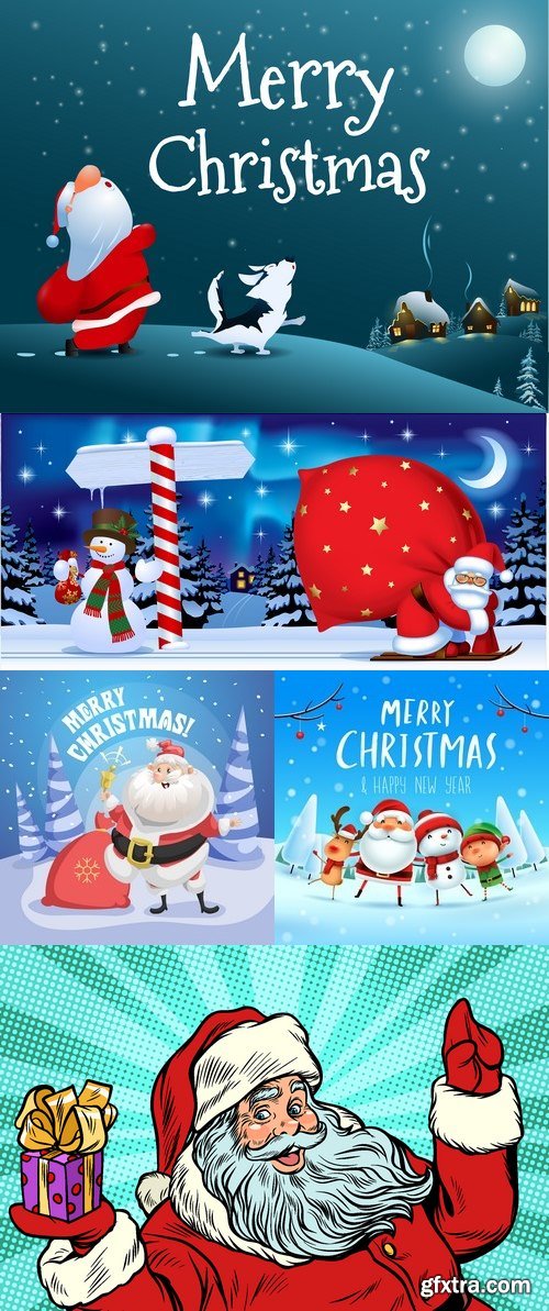 Vectors - Backgrounds with Santa Claus 21