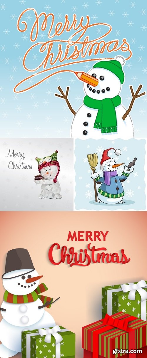 Vectors - Backgrounds with Snowman 24