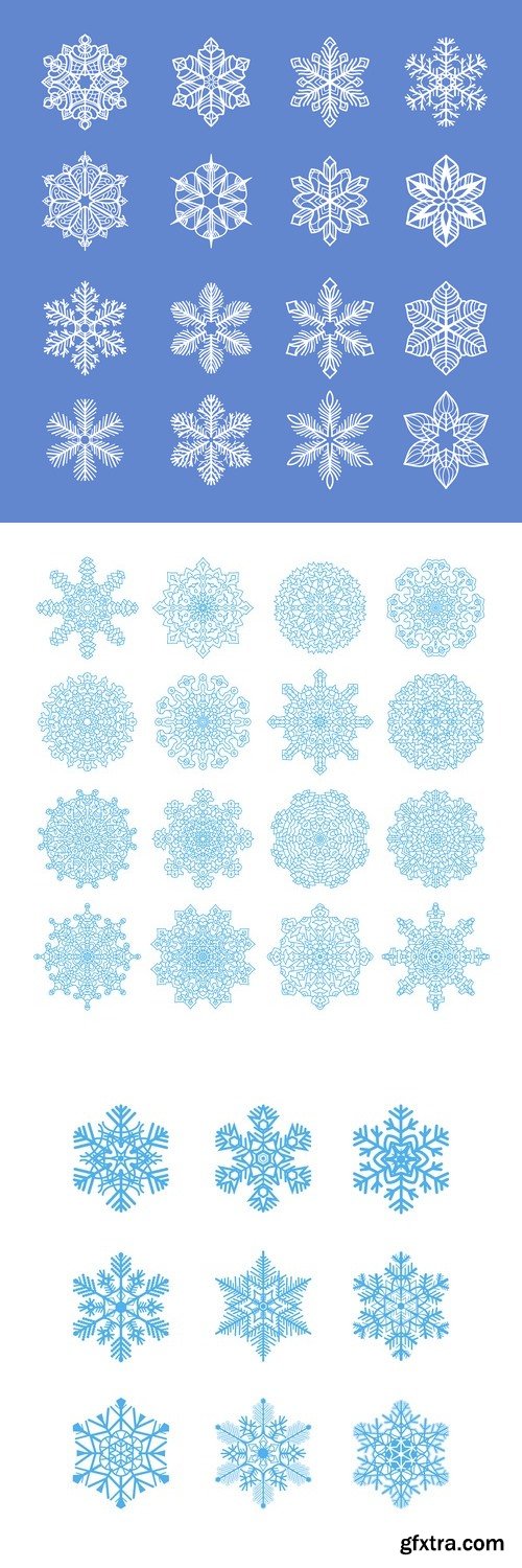 Vectors - Different Snowflakes Set