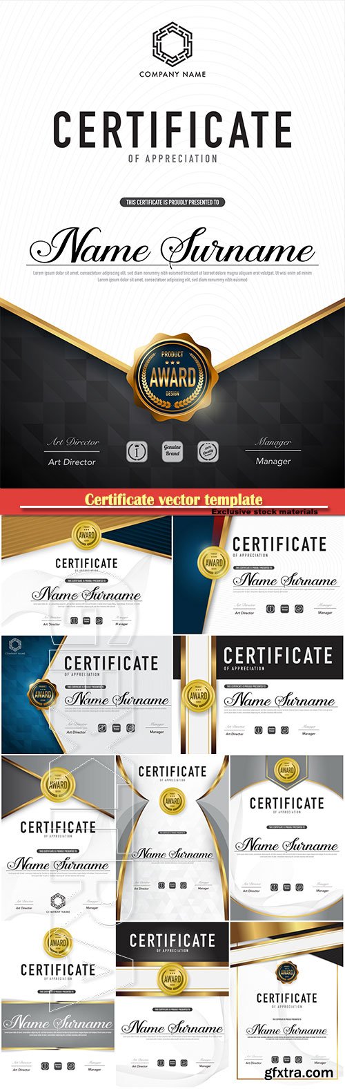 Certificate vector template luxury and diploma style # 50