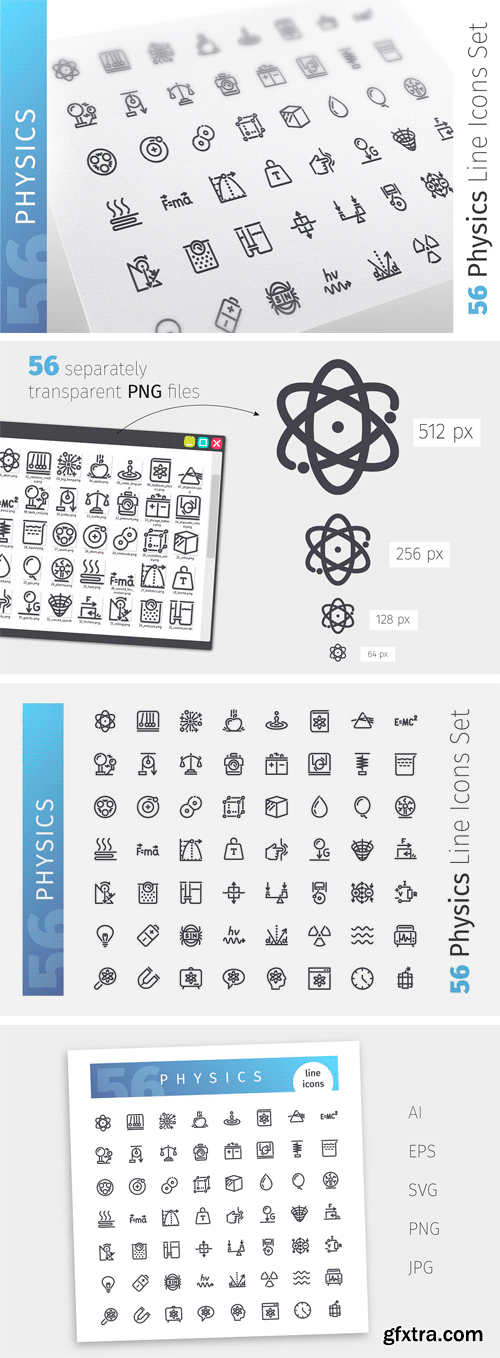 CM - Physics Line Icons Set 2009874