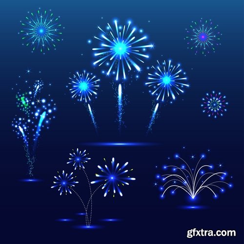 Fireworks holiday new year Christmas flash explosion 25 EPS