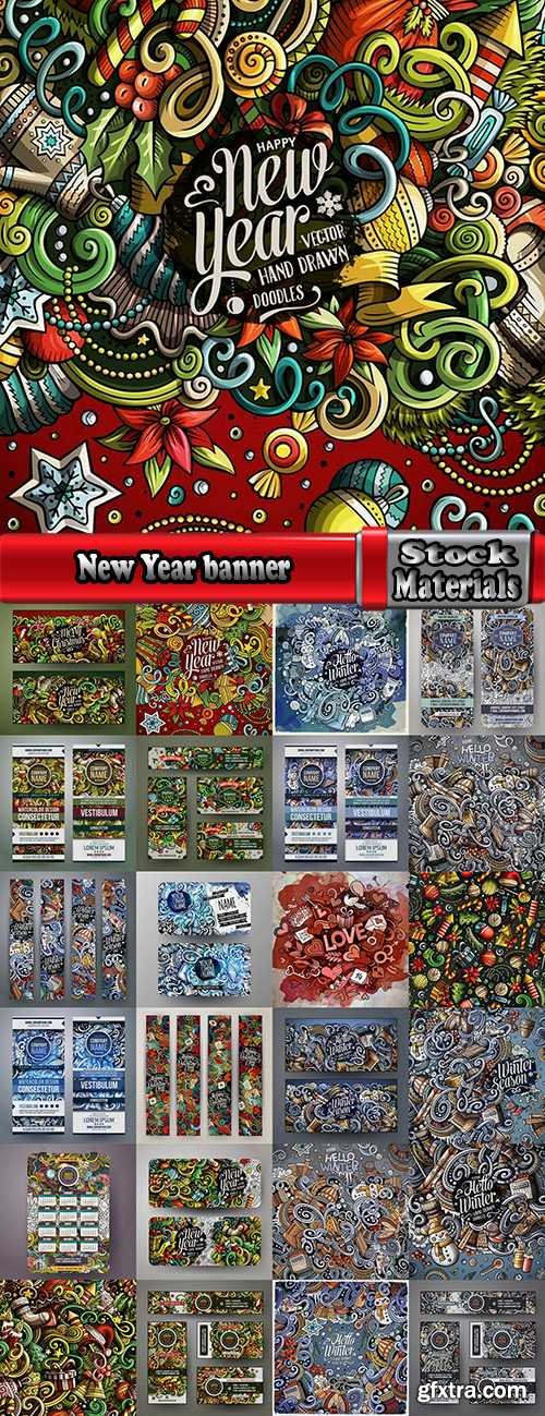 New Year banner Christmas flyer background is winter gift card EPS 25