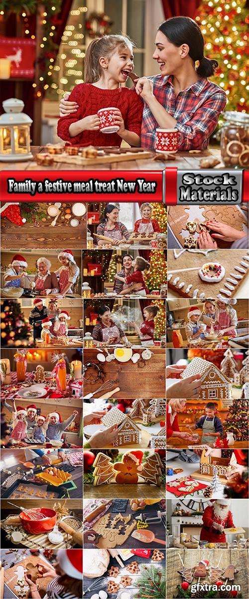 Family prepares a festive meal treat New Year Christmas sweetness 25 HQ Jpeg