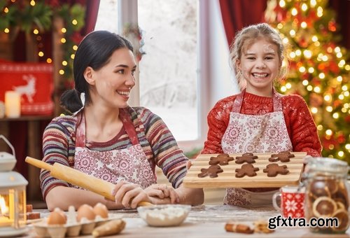 Family prepares a festive meal treat New Year Christmas sweetness 25 HQ Jpeg