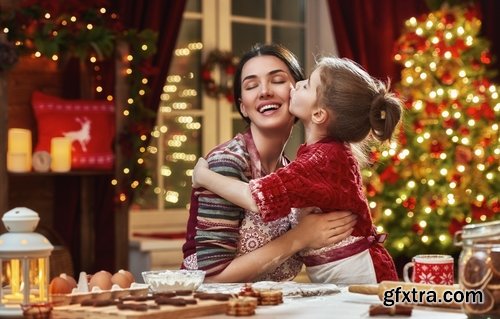 Family prepares a festive meal treat New Year Christmas sweetness 25 HQ Jpeg