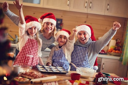 Family prepares a festive meal treat New Year Christmas sweetness 25 HQ Jpeg