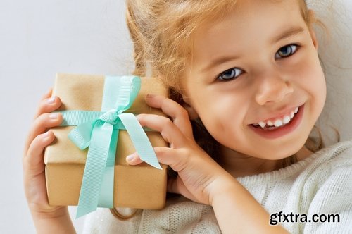 Woman girl with a gift new year christmas surprise package 25 HQ Jpeg