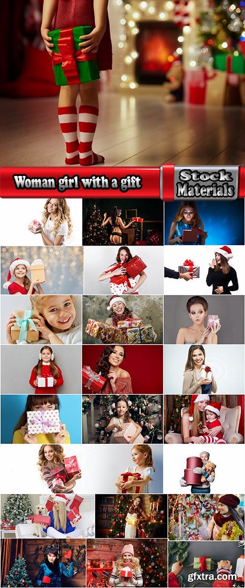 Woman girl with a gift new year christmas surprise package 25 HQ Jpeg