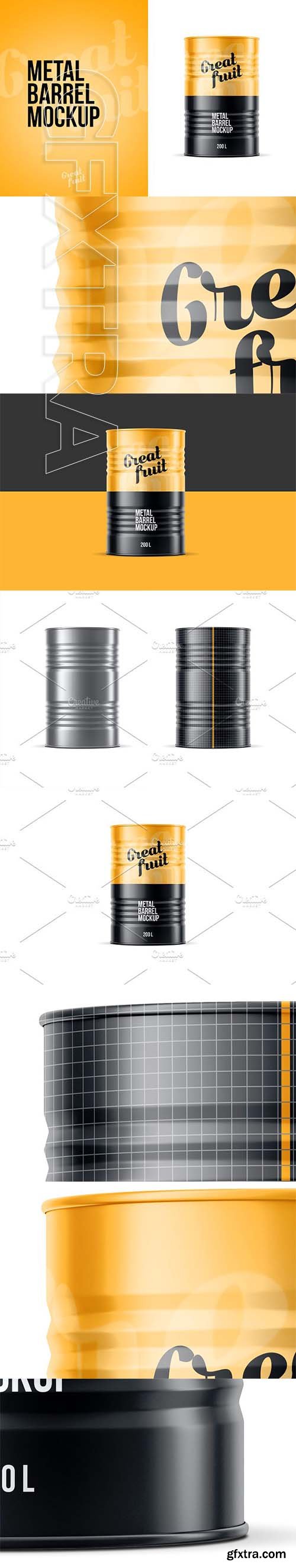 CreativeMarket - Metal Oil Barrel Mockup 2048409