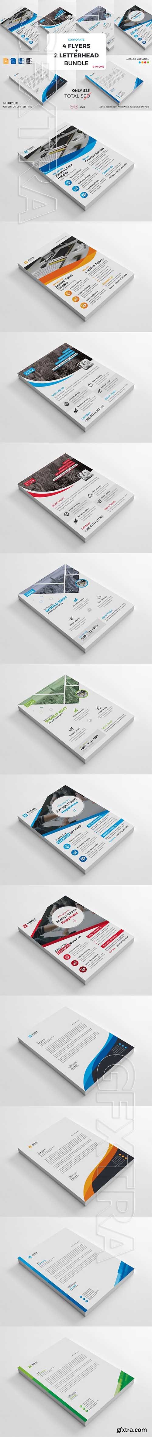 CreativeMarket - 4 Flyers + 2 Letterhead Bundle 2017 2051438