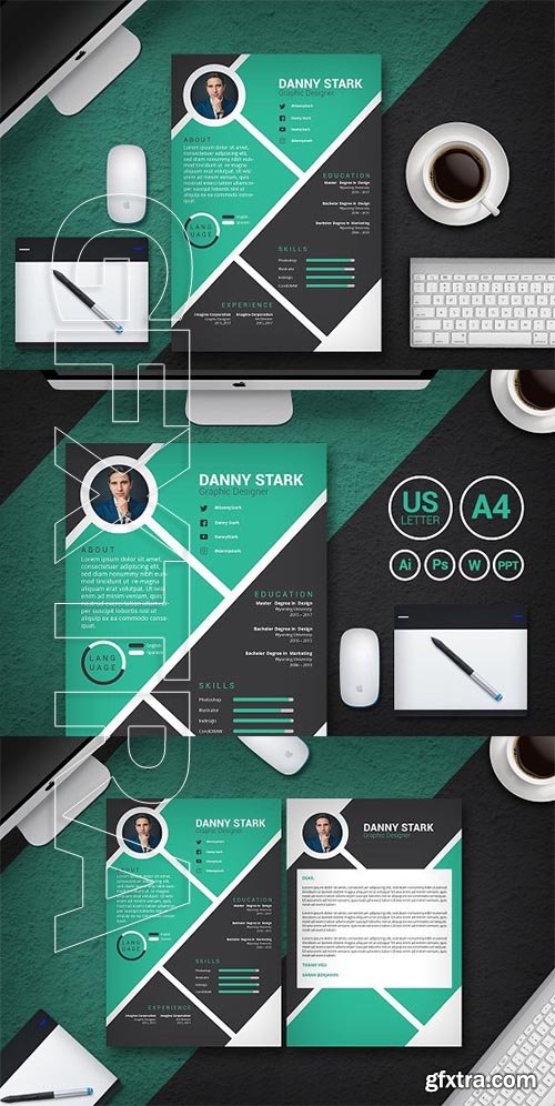 CreativeMarket - Contrast Slash Resume 2 Pages 2029702