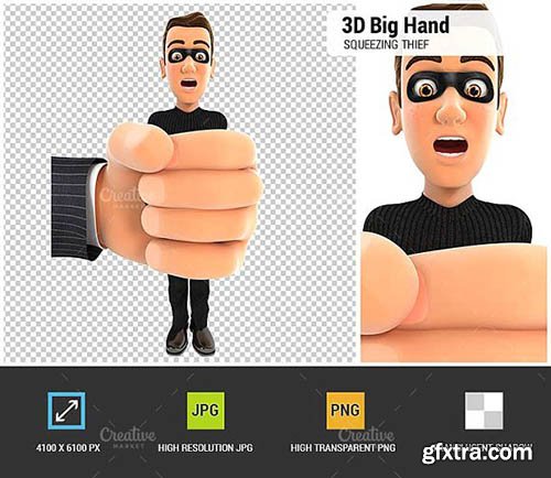 CreativeMarket - 3D Big Hand Squeezing Thief 2035131