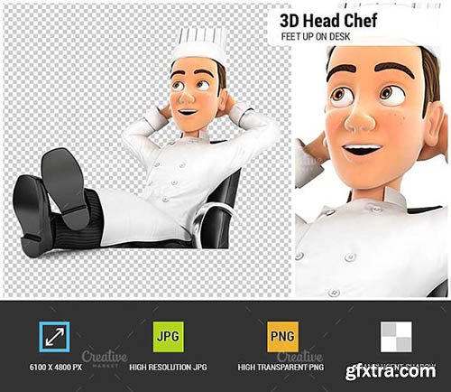 CreativeMarket - 3D Head Chef Relaxing 2035134