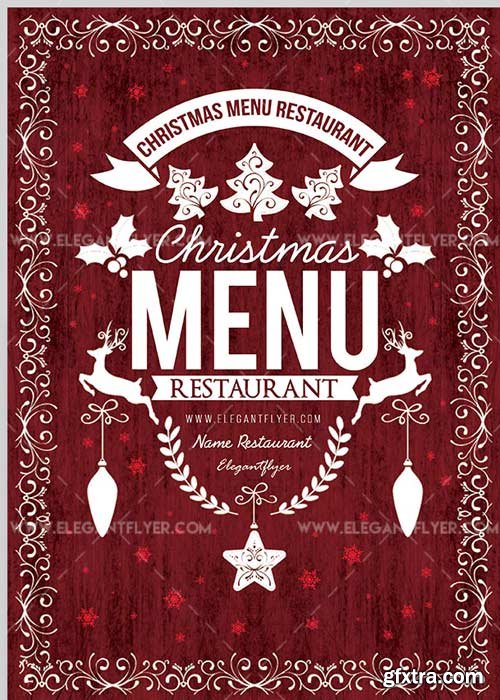 Christmas Menu Restaurant Flyer V02 PSD Template