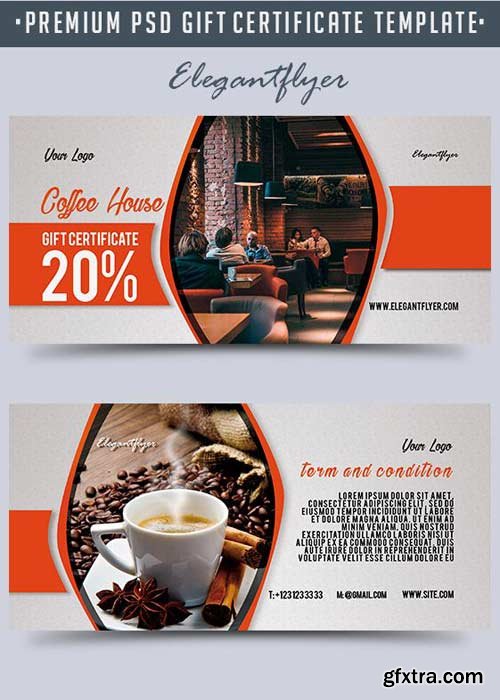 Coffee House V1 Premium Gift Certificate PSD Template