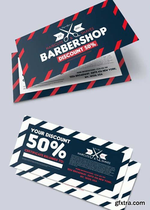 Barbershop V3 Gift Certificate PSD Template