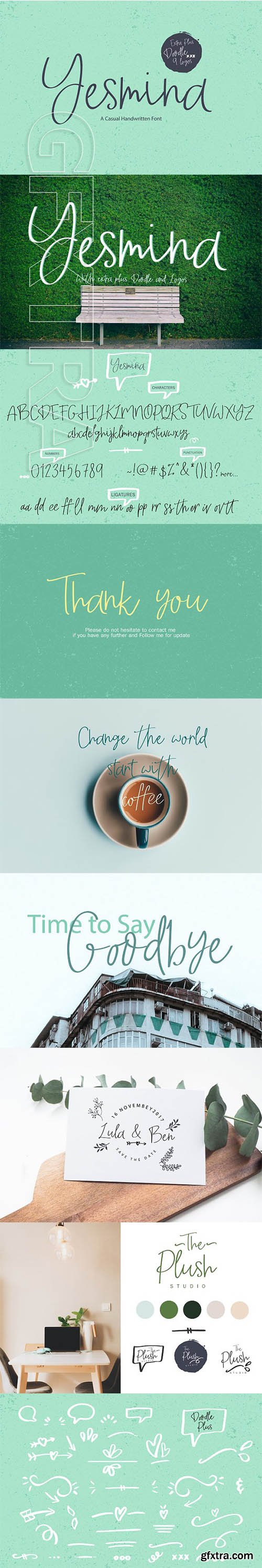 CreativeMarket - Yesmina Font Logos Doodle 2048643