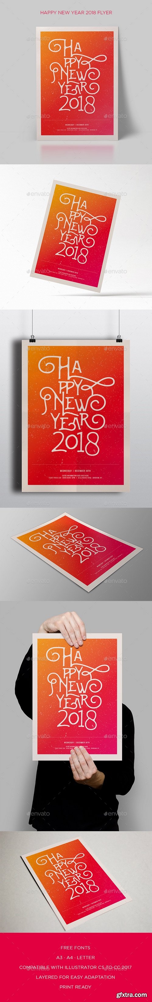 Graphicriver - Happy New Year 2018 Flyer 20983263