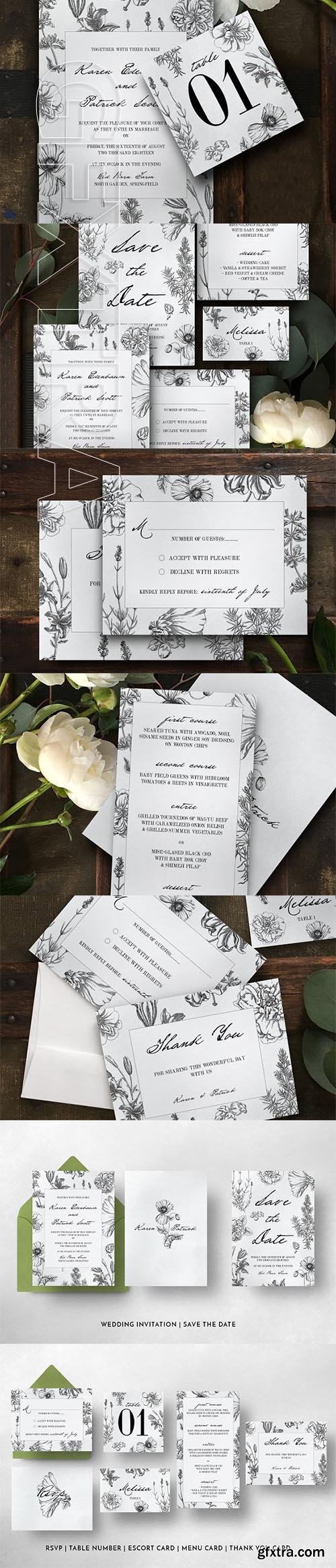 CreativeMarket - Botanical Wedding Invitation Suite 2048855