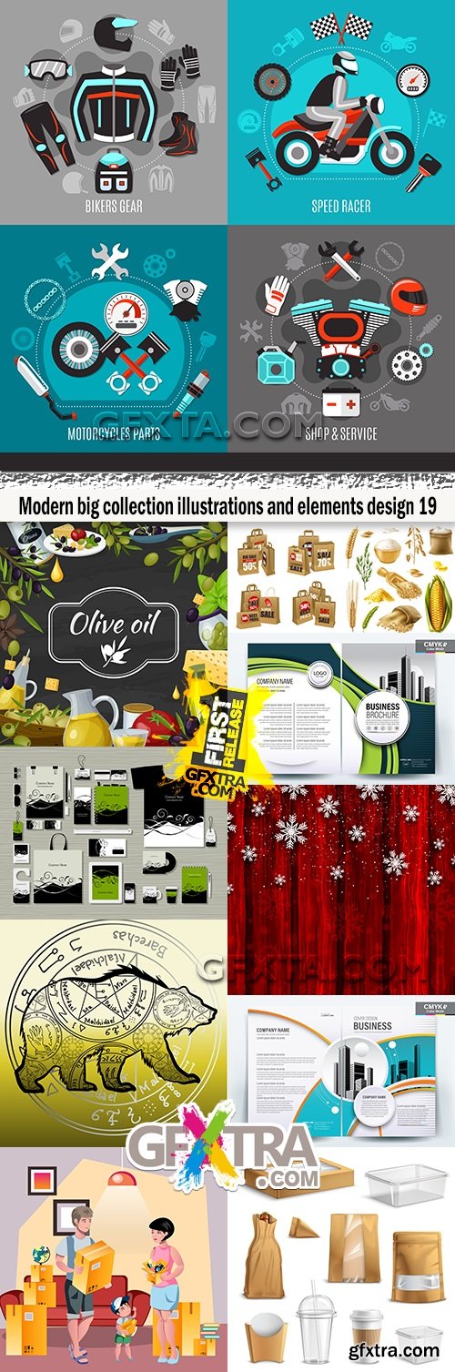 Modern big collection illustrations and elements design 19