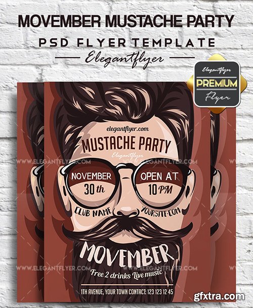 Movember Mustache Party – Flyer PSD Template + Facebook Cover