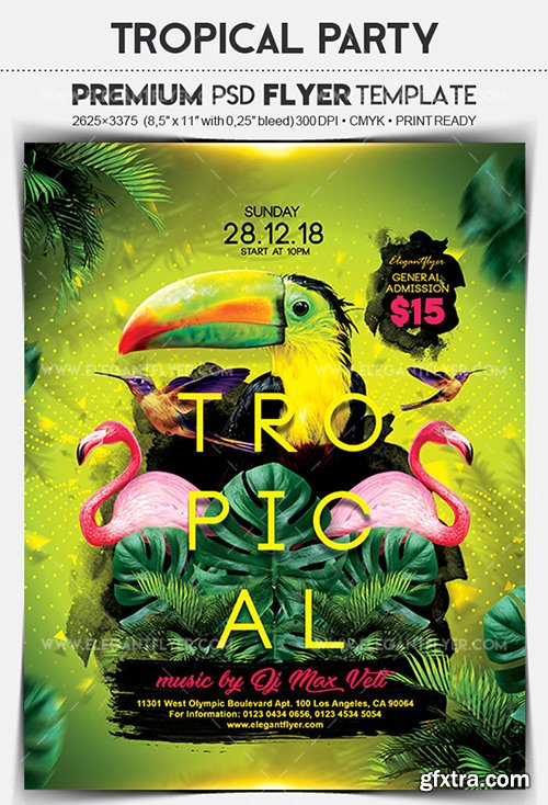Tropical Party – Flyer PSD Template + Facebook Cover
