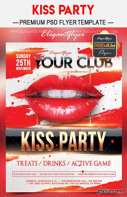 Kiss party – Flyer PSD Template + Facebook Cover