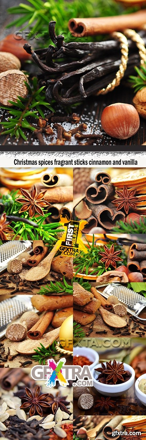 Christmas spices fragrant sticks cinnamon and vanilla