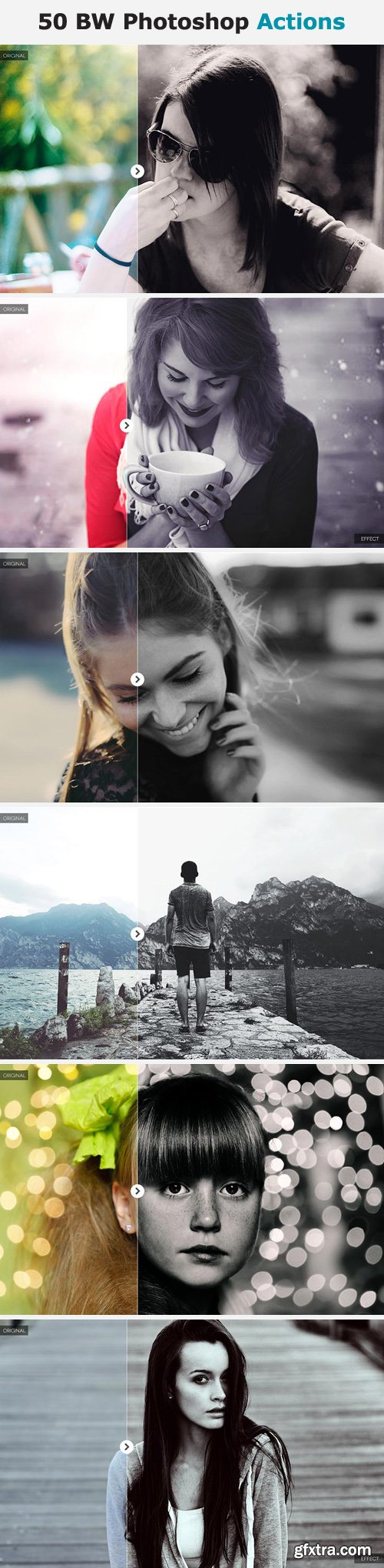 50 Black & White Photoshop Actions Bundle