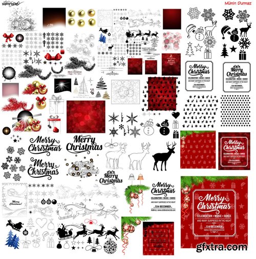 Merry christmas and New Year greeting vector decorations