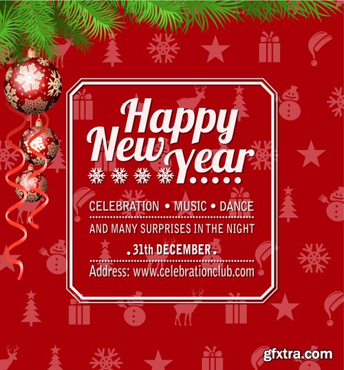 Merry christmas and New Year greeting vector decorations