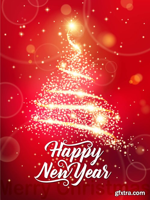 Merry christmas and New Year greeting vector decorations