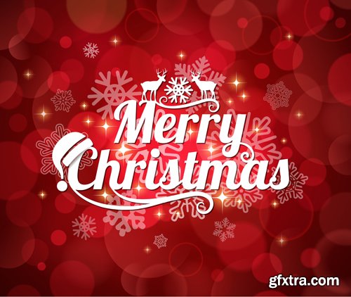 Merry christmas and New Year greeting vector decorations