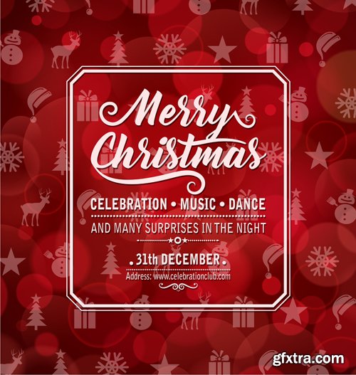 Merry christmas and New Year greeting vector decorations