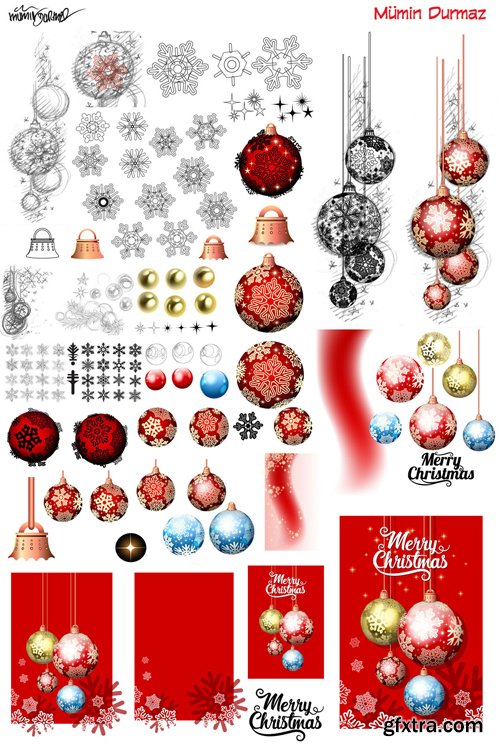 Merry christmas and New Year greeting vector decorations