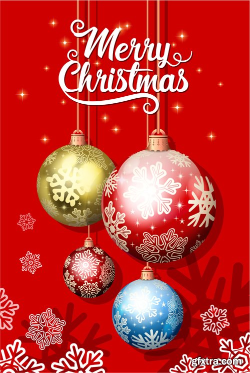 Merry christmas and New Year greeting vector decorations