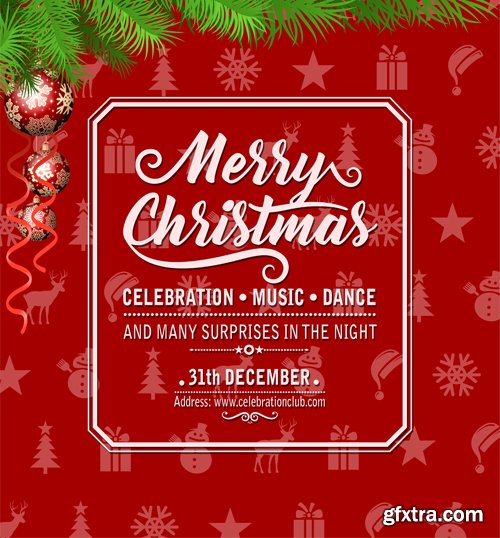 Merry christmas and New Year greeting vector decorations