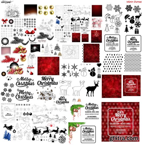 Merry christmas and New Year greeting vector decorations